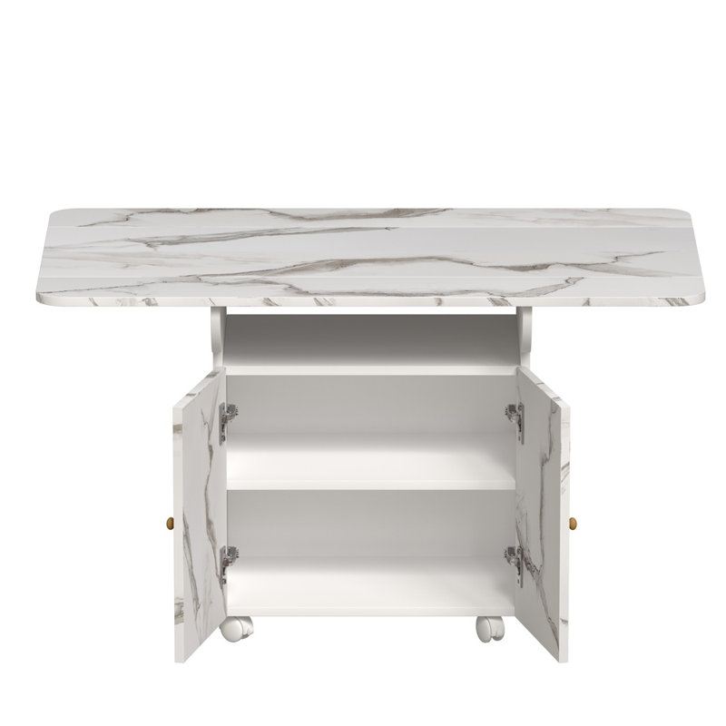 Table de salle à manger pliante en bois 39,4 "avec roulettes - Table multifonctionnelle extensible avec tiroir de rangement et support, bureau d'îlot de cuisine mobile pour petits espaces
