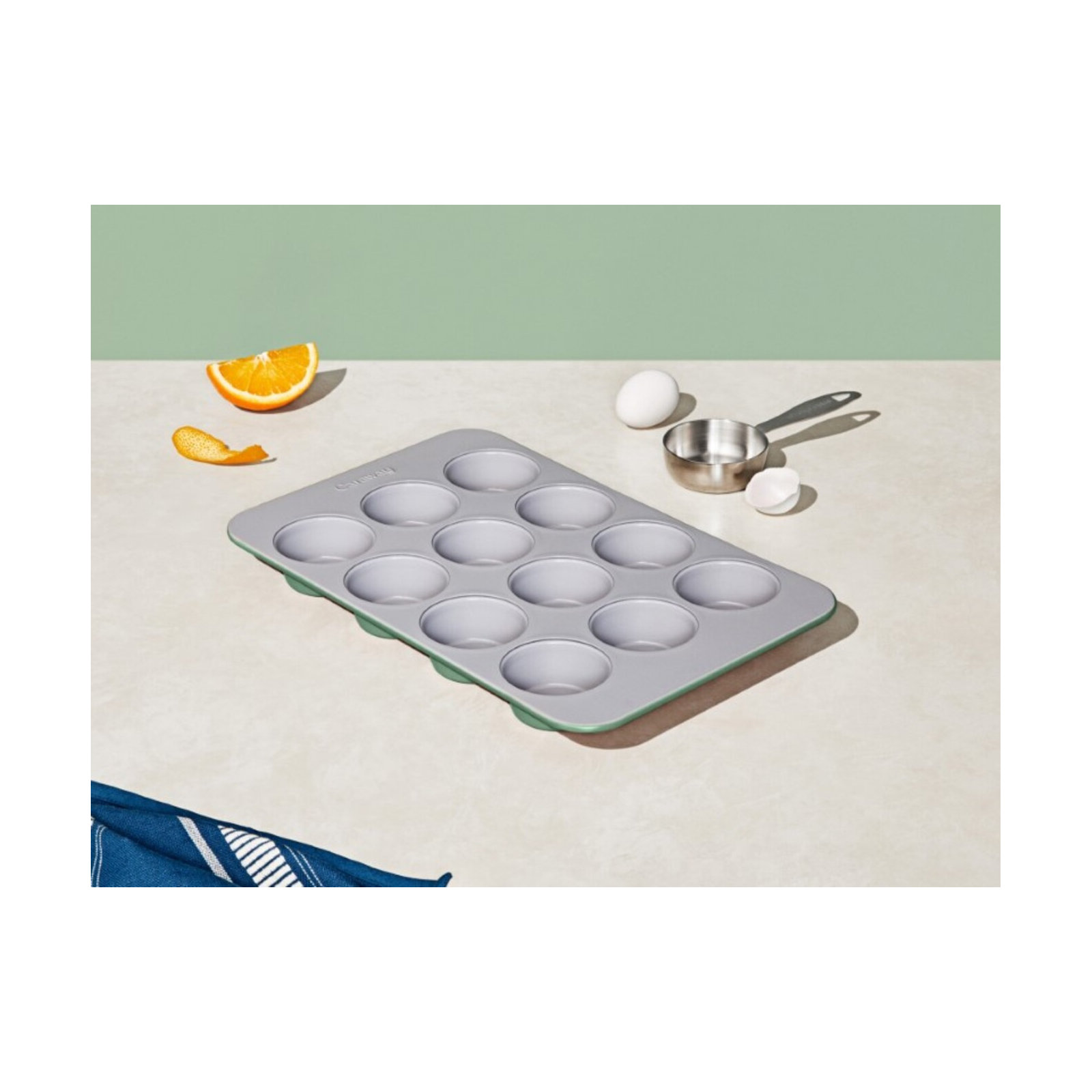 Caraway 12 Cup Nonstick Ceramic Muffin Pan, Sage, Sage