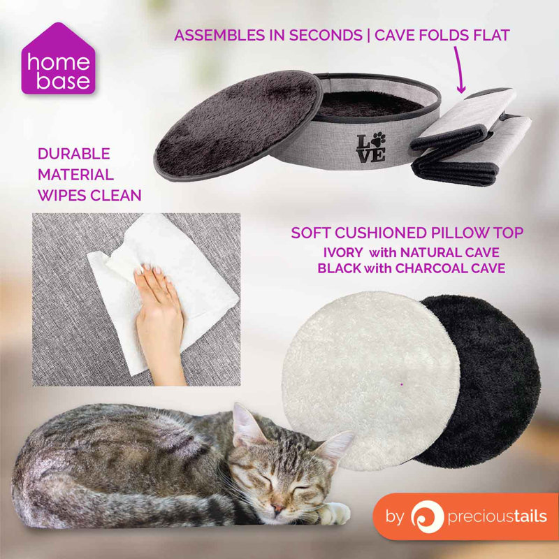 Small Charcoal Nylon Foam 2-Tier Collapsible Cat Cave