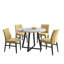 Ensemble de salle à manger 5 pièces, table à tréteaux ronde et 4 chaises rembourrées, gris et jaune-351562684