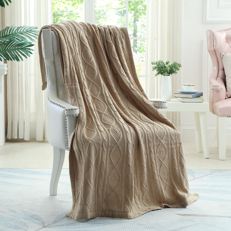 Jeté en tricot Yara 50 po x 60 po Yara, Taupe