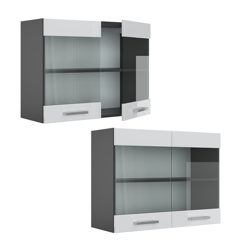 Biagio 60Cm H x 80Cm W x 31Cm D Oak Wall Unit, White/Grey