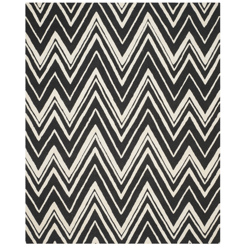 Tapis à chevrons en laine touffeté à la main Sanyla, Rectangle 8 pi x 10 pi
