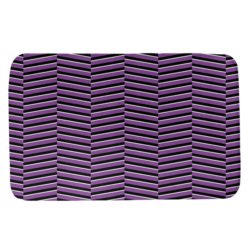 Tapis de bain à rayures rectangulaires anti-dérapant fractures, l 17 po x L 24 po, Violet