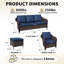 Ensemble de meubles de patio en osier 5 pièces Alderwood avec canapé, 2 chaises et repose-pieds, coussin bleu-803799189