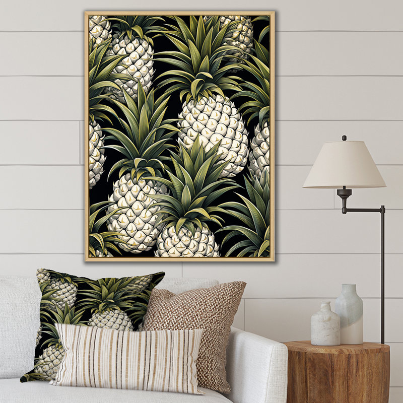 «Sweet Pinapple», reproduction sur toile, Cadre naturel flottant, H 44 po x l 34 po x P 1,5 po