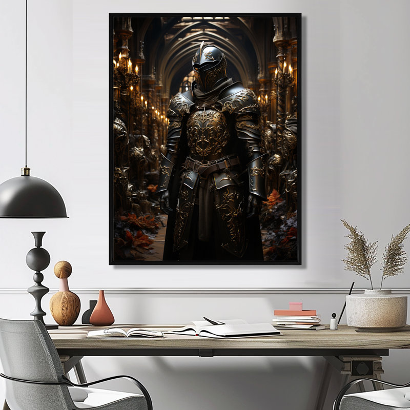 Armures médiévales, art mural encadré militaire 2, Cadre flottant noir, H 32 po x l 24 po x P 1 po