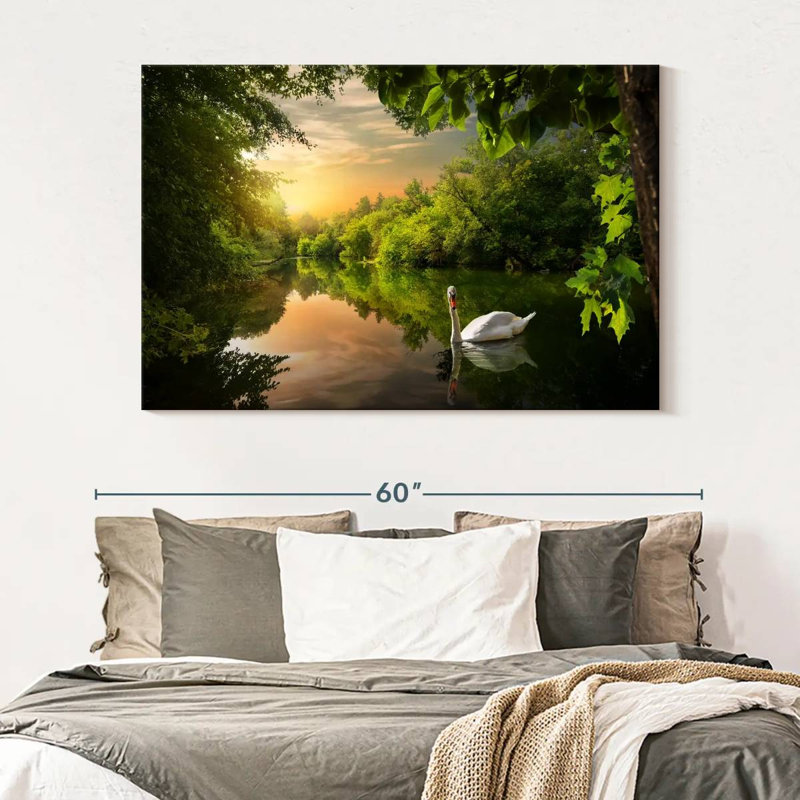Harnek cygne serein dans la jungle, H 34 po x l 51 po