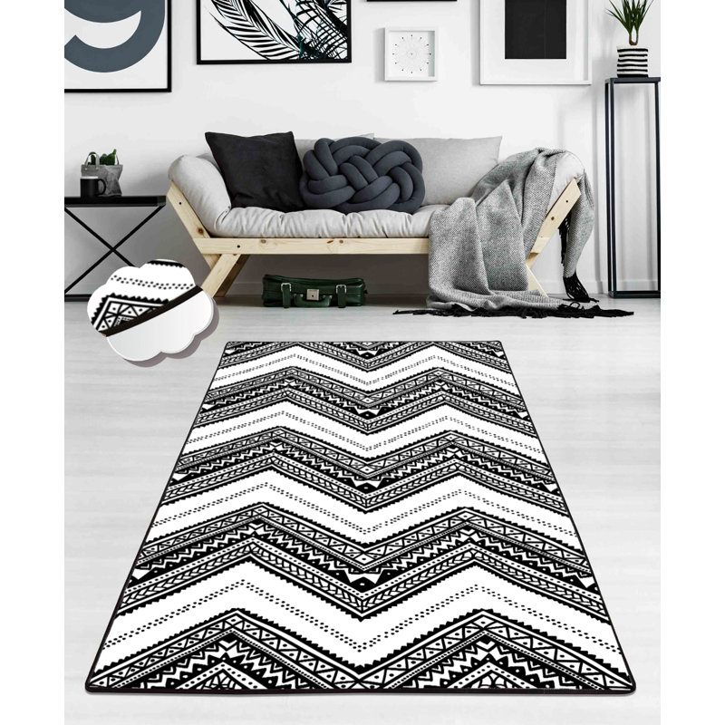 Rylie Chevron Shag Area Rug, Rectangle 80 x 150cm