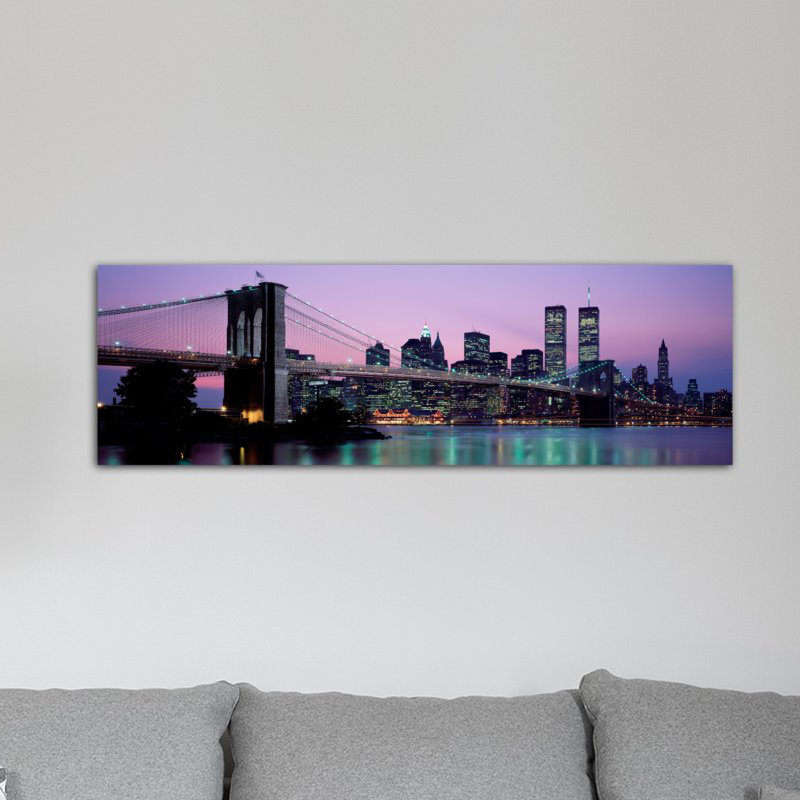 "panoramic brooklyn bridge new york ny usa— reproduction de photo sur toile tendue, H 24 po x l 72 po x P 1,5 po
