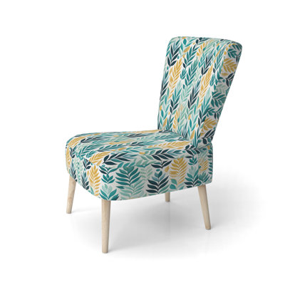 Plants Bohemian Dream Green Pattern - Upholstered Scandinavian Side Chair, Green Accent Chair