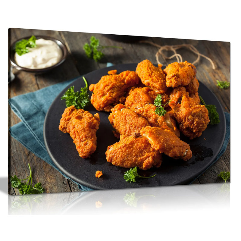 Fried Chicken Wings Chicken Shop Restaurant Food - Wrapped Canvas Print, 31cm H x 46cm W