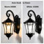 Lanterne murale solaire d'extérieur, verre transparent et aluminium noir BTSF
