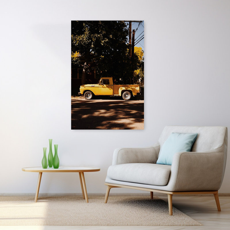 Art mural de paysage d'automne rétro rétro jaune classique, H 48 po x l 32 po