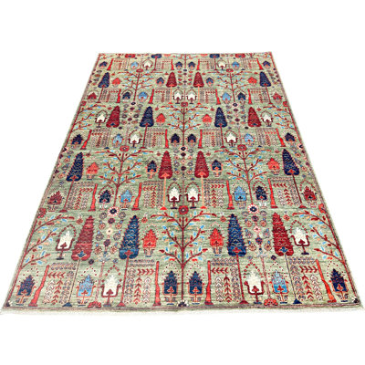 Tribal One-of-a-Kind 5'1" X 7' New Age Wool Area Rug in