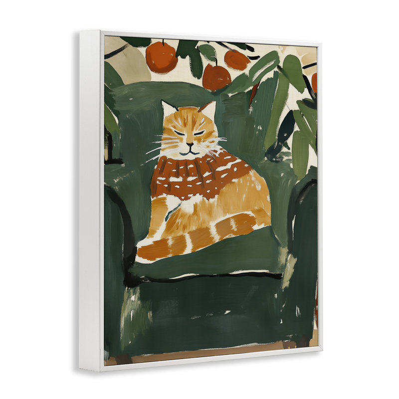 Chill Tabby avec fruits, estampe numérique, conception par Annabelle Hall, H 14 po x l 11 po