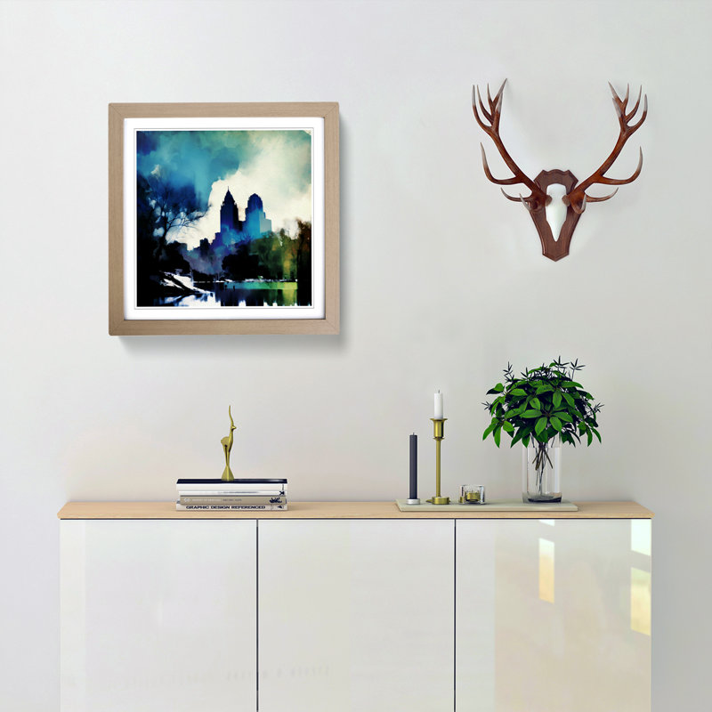 Central Park Abstract Expressionism - Framed Print, Oak