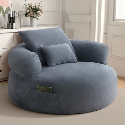 Oversized Round Boneless Chaise Lounge Chair With Side Storage Pocket