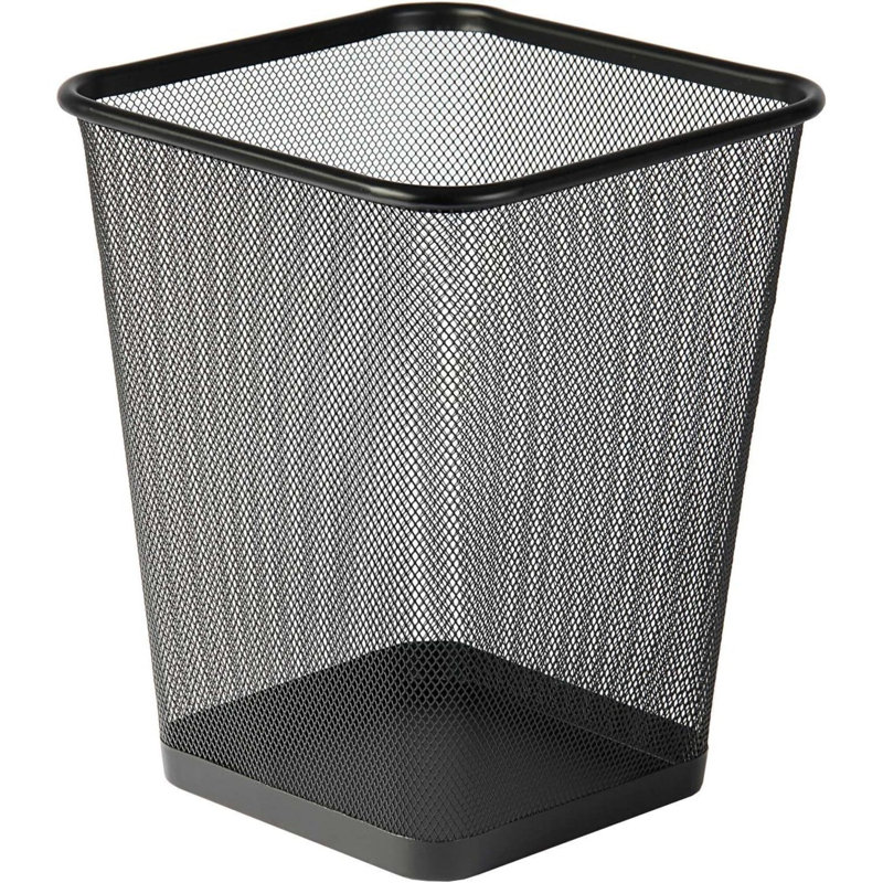 Maxel 10L Square Open Waste Bin Metal Mesh Bins Nonslip Pack of 2 Waste Paper Bin For Home Office