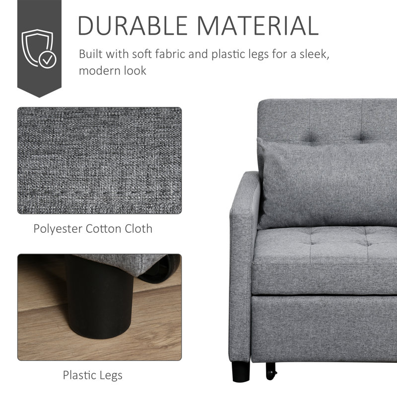 69cm Upholstered Cushioned Futon
