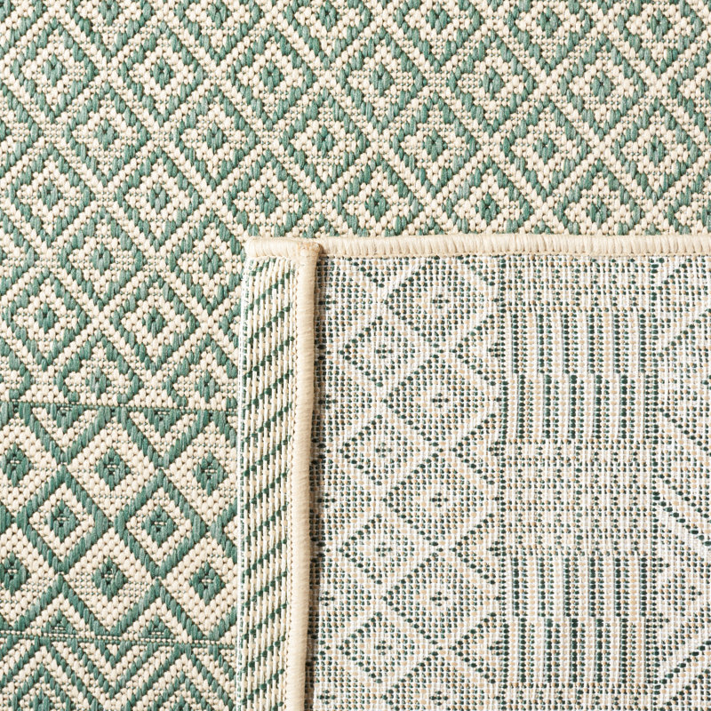 Tapis intérieur / extérieur vert foncé / beige Cate Southwestern, Rectangle 6 pi 7 po x 9 pi 6 po