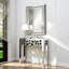 80cm Diamond Accent Mirror and 80cm Geometric Mirrored Console Table Entryway Set