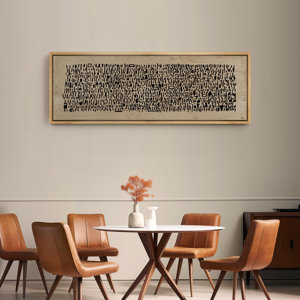 Geometric Line Abstract Textures Contemporary Black And White Framed On Canvas Print