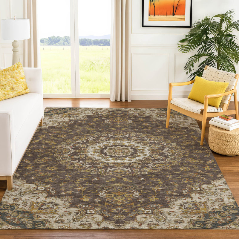 Machine Washable Indoor/Outdoor Chantille ACN2543 Global Rug, 9' x 12', Chocolate