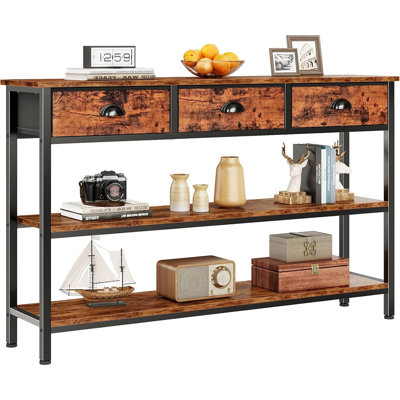Console Table with Drawers and Wooden Shelf, Entryway Sofa Table with Storage