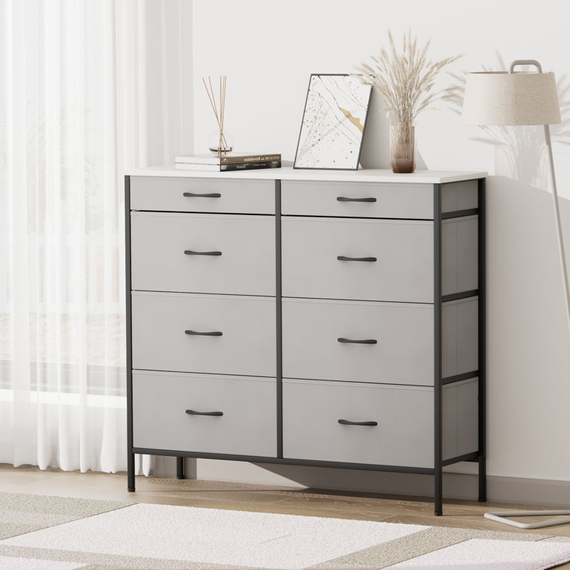 Commode en fer à 8 tiroirs Nijel, Gris