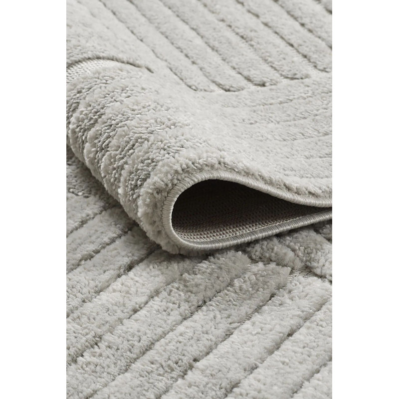 Elegant Grey Area Rug, 6.6 x 9.5 ft | 100% Polypropylene, 1.7 cm Pile Height | Machine Woven, Non-Slip Dot Underside, Antibacterial | Perfect for Living Room, Bedroom, or Dining Room Decor, Easy Care