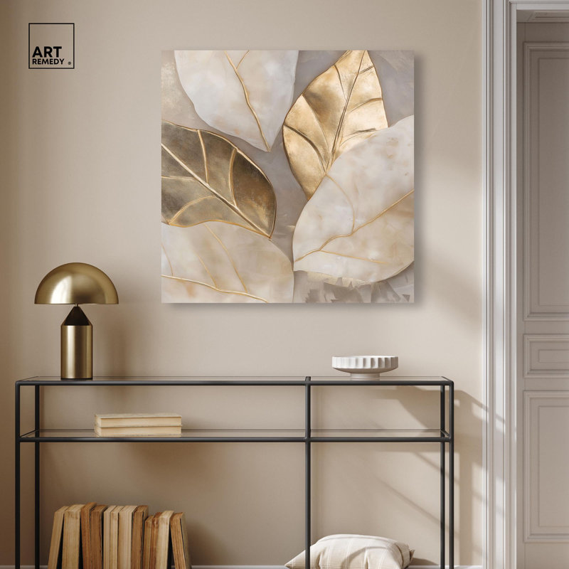 Toile dorée élégante, art naturel par Art Remedy, Toile tendue avec châssis, H 12 po x l 12 po, Wrapped Canvas