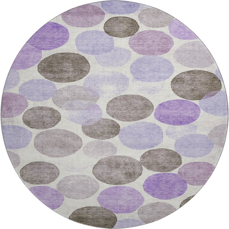 Premium Machine Washable Farolt AMF1898 Geometric Rug, Round 8'