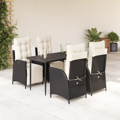 Ensemble de salle à manger de jardin d'extérieur noir et blanc crème
