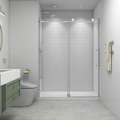 Portes de douche sans cadre avec fermeture douce, verre trempé facile à nettoyer de 8 mm
