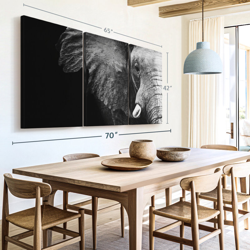 «Wise Elephant» sur toile, H 42 po x l 65 po