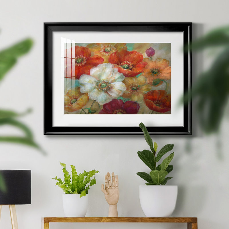Poppycentric - Peinture encadrée, Cadre noir, H 26,5 po x l 36,5 po x P 1,5 po