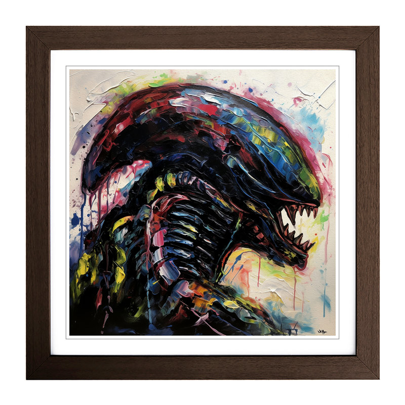 Alien Palette Knife Painting - Framed Print, Walnut