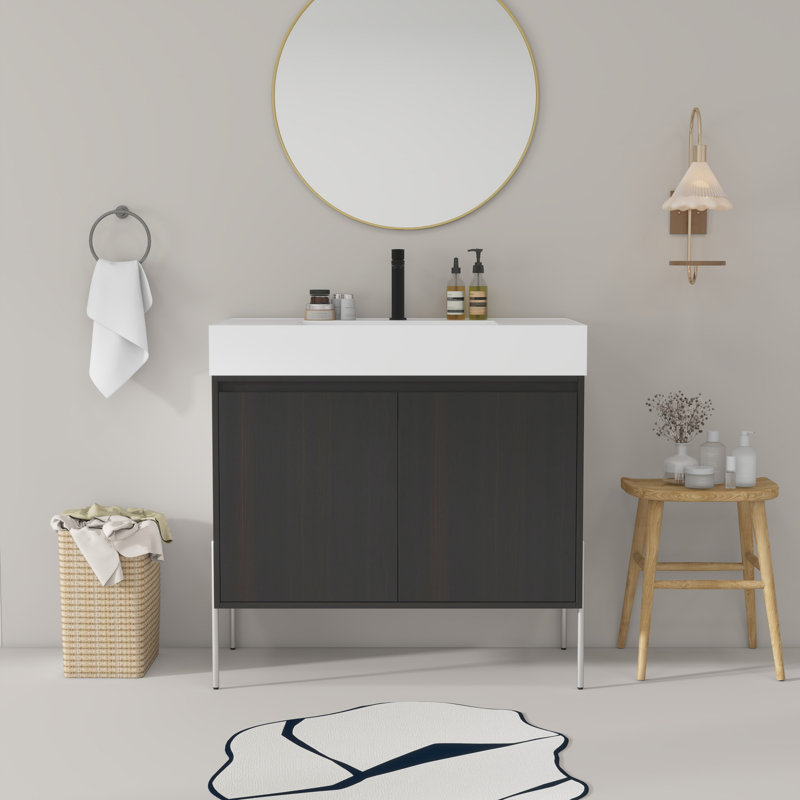 Meuble-lavabo sur pied 36 po avec lavabo en résine