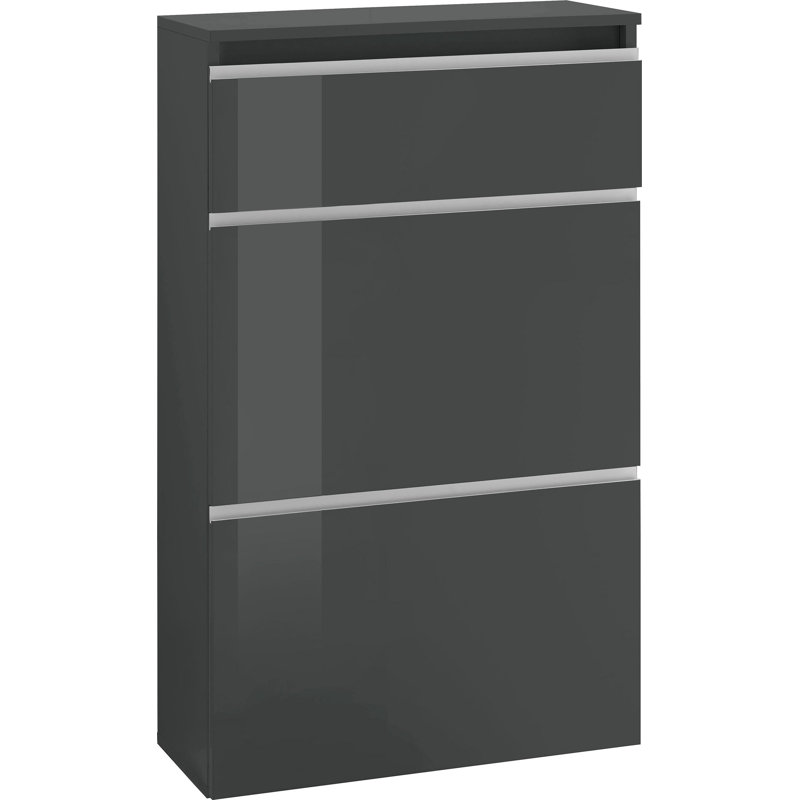Giammaria 12 Pair Shoe Storage Cabinet, Glossy Anthracite