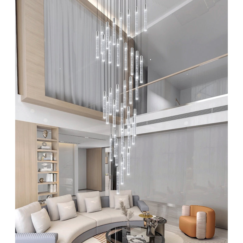 Lustre en cristal, Argent argent, 36, H 196 po x l 27,5 po x P 27,5 po