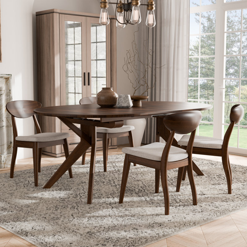 Rozella Solid Wood Dining Table Set, 5 Pieces: Table, 4 Chairs