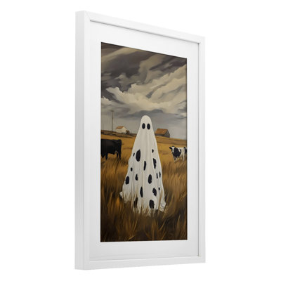 «Cow Ghost in Farmland», reproduction sous verre encadrée, design par Arlington Prints