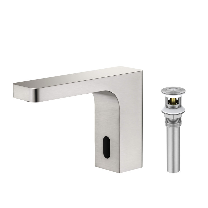 Blaze Touchless Bathroom Faucet with Pop-Up Drain — Plug-In or Battery Powered, Brushed Nickel