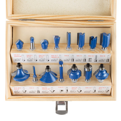 Stalwart Carbide Router Bit Set - 15-Piece Woodworking Tool Kit for DIY and Home Improvement