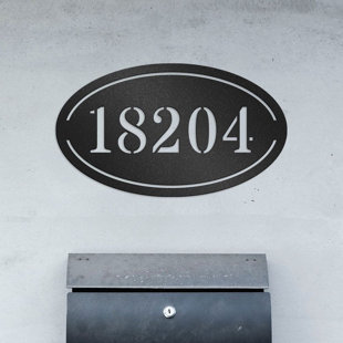 Plaque d'adresse en métal sur mesure, plaque de numéro de maison ovale simpliste