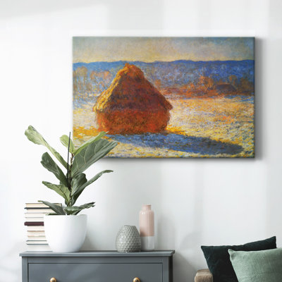 Haystacks in Snow by Monet-Gallery Wrapped Canvas