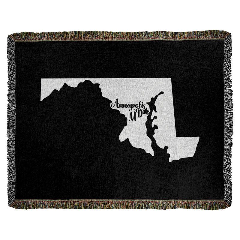 Jeté en coton annapolis maryland, 37 po x 52 po, Noir