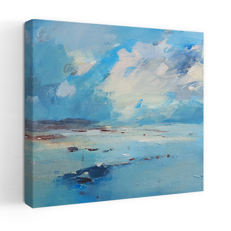 Paysage marin abstrait à marée basse, H 18 po x l 18 po