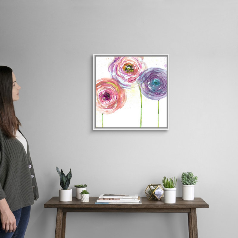 Summer Fields II - reproduction d'art sur toile, H 21,7 po x l 21,7 po x P 1,75 po, Cadre flottant blanc